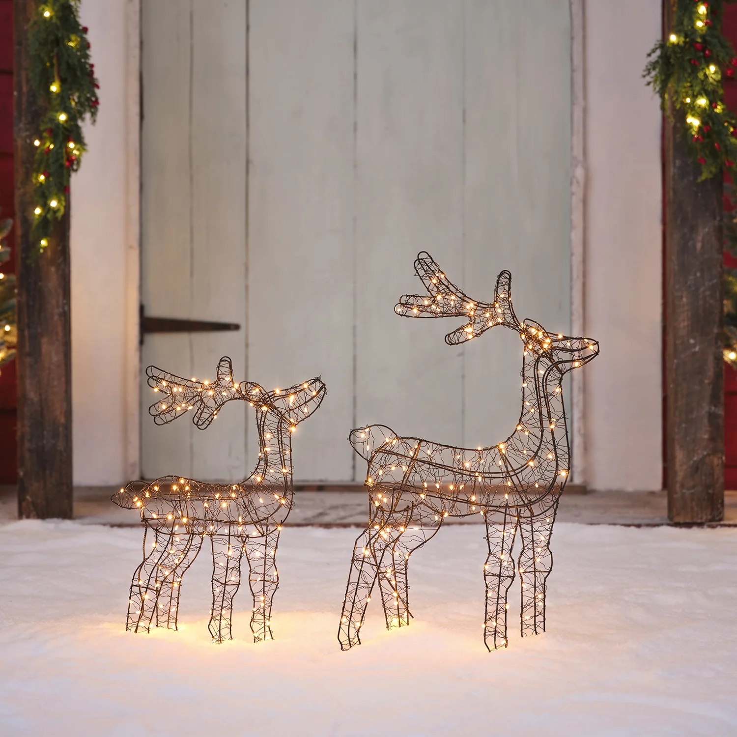 56cm Warm White Micro LED Wire Reindeer Decoration Duo - Image 3