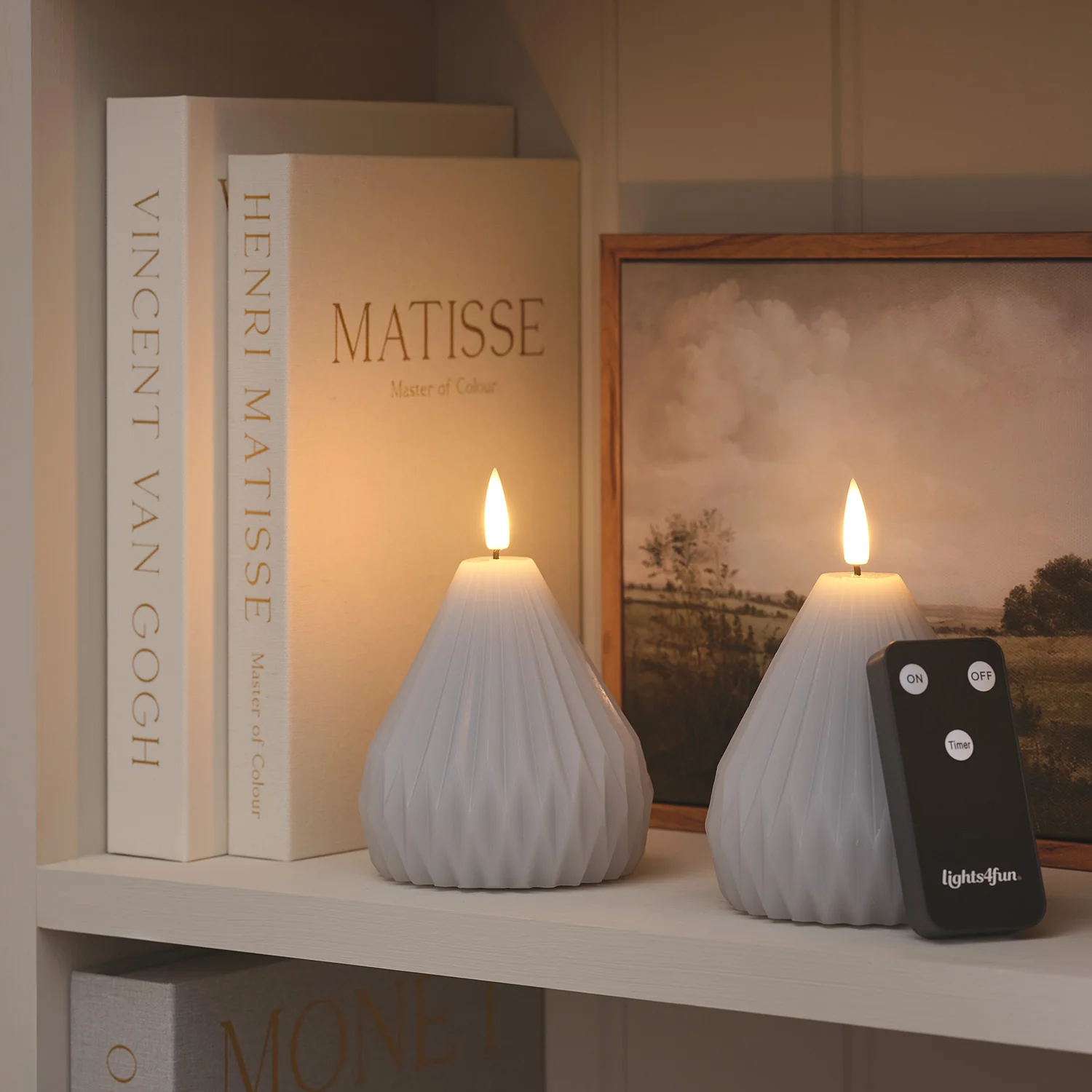 Set of 2 TruGlow® Sculpted LED Pear Candles with Remote Control - Image 3