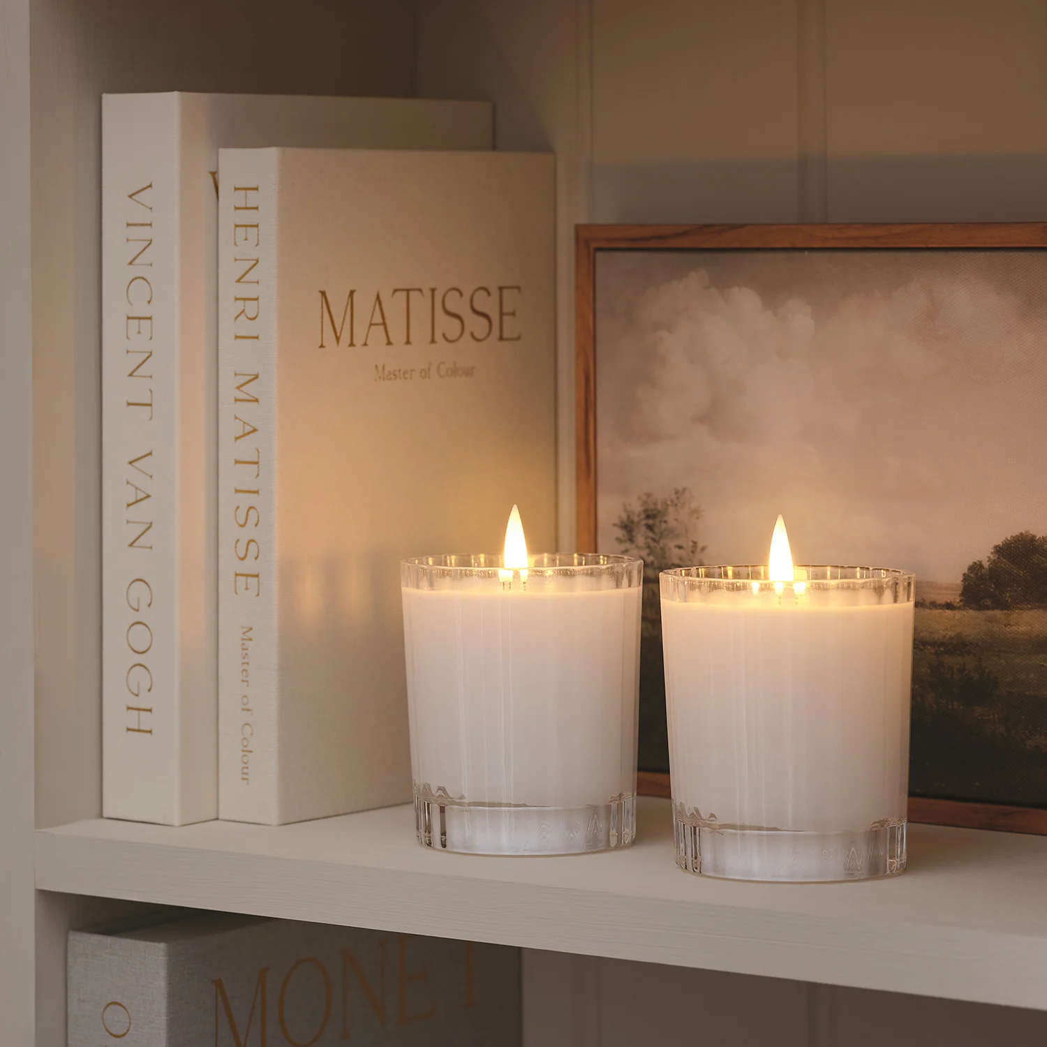 Set of 2 TruGlow® White LED Fluted Glass Candles with Remote Control - Image 3