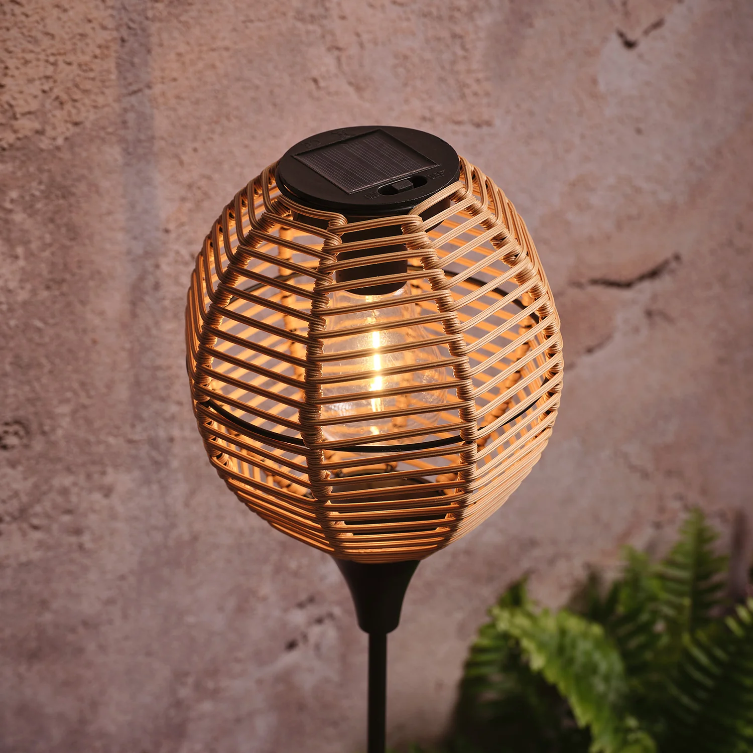 Set of 2 Wicker Effect Solar Stake Lights - Image 3