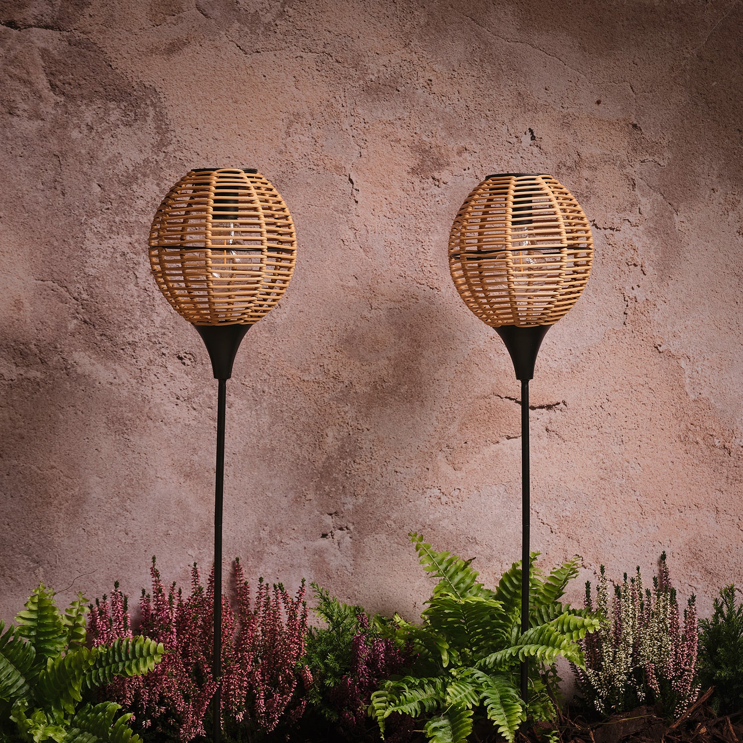 Set of 2 Wicker Effect Solar Stake Lights - Image 6