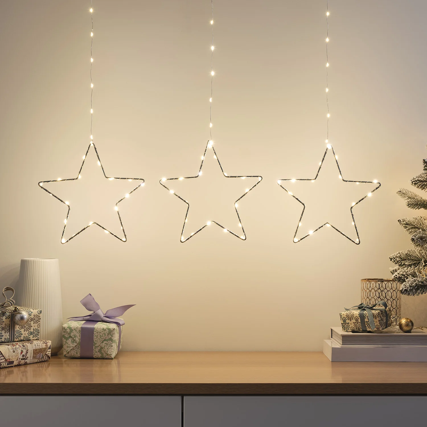 LED Hanging Star Christmas Decoration Trio - Image 2