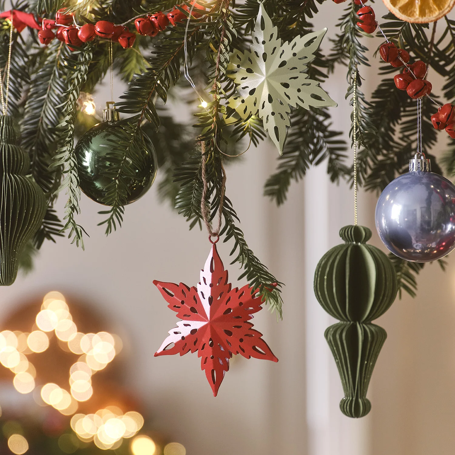 3 Pine Green Paper Christmas Baubles - Image 3