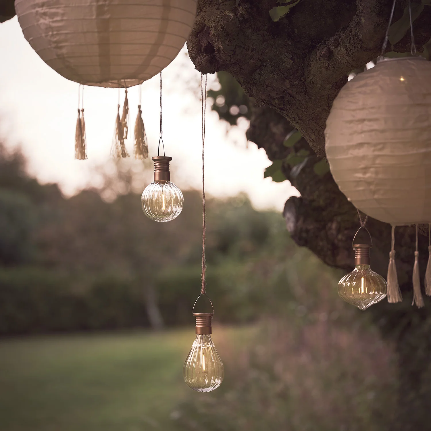 Set of 3 Warm White Hanging Solar Lights - Image 3