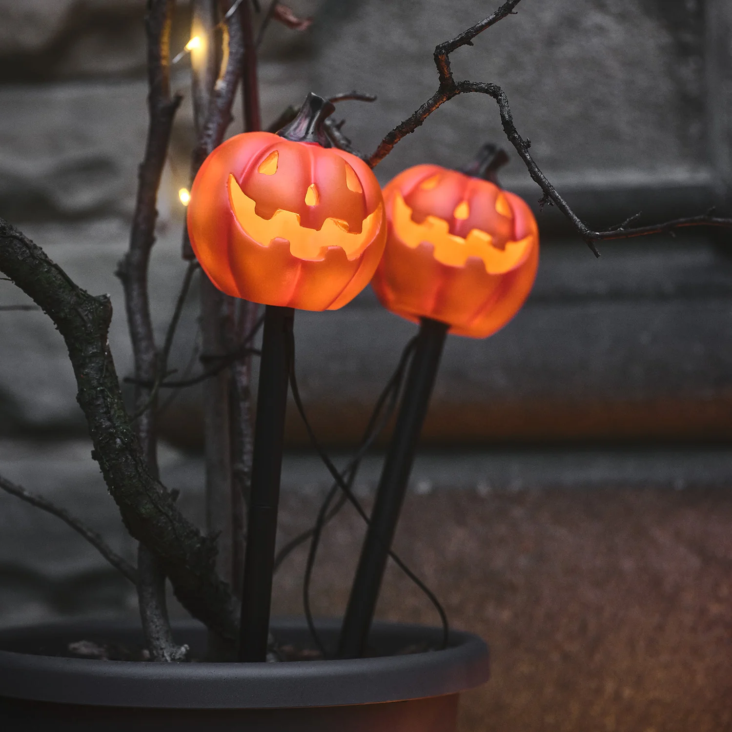 Set of 4 Halloween Pumpkin Stake Lights - Image 3