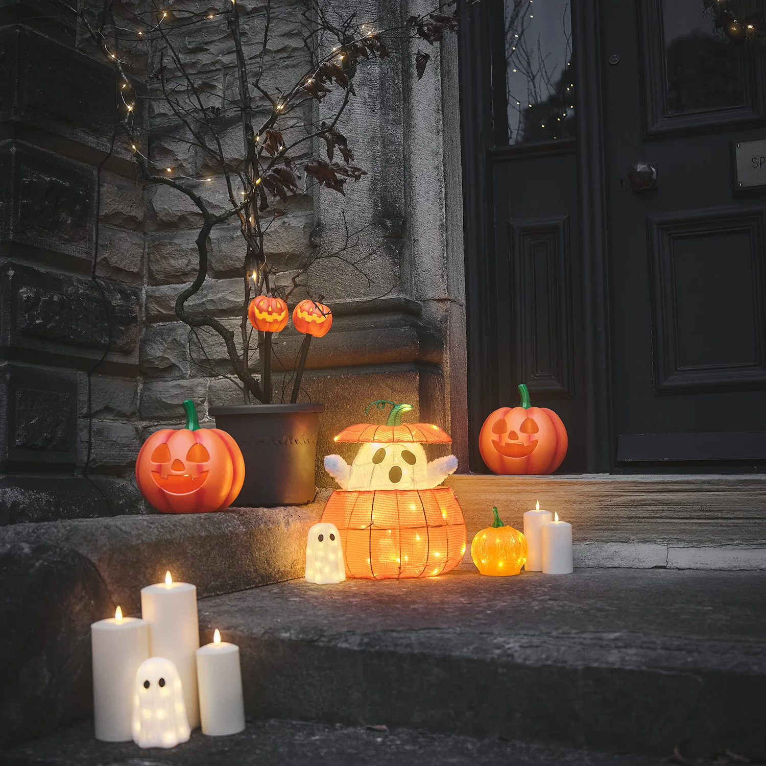 Set of 4 Halloween Pumpkin Stake Lights - Image 4