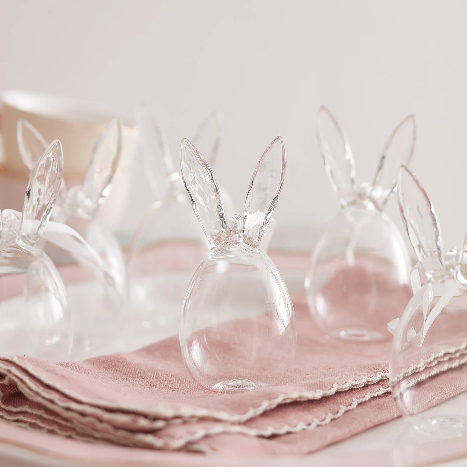 Set of 6 Clear Glass Bunny Egg Decorations - Image 2