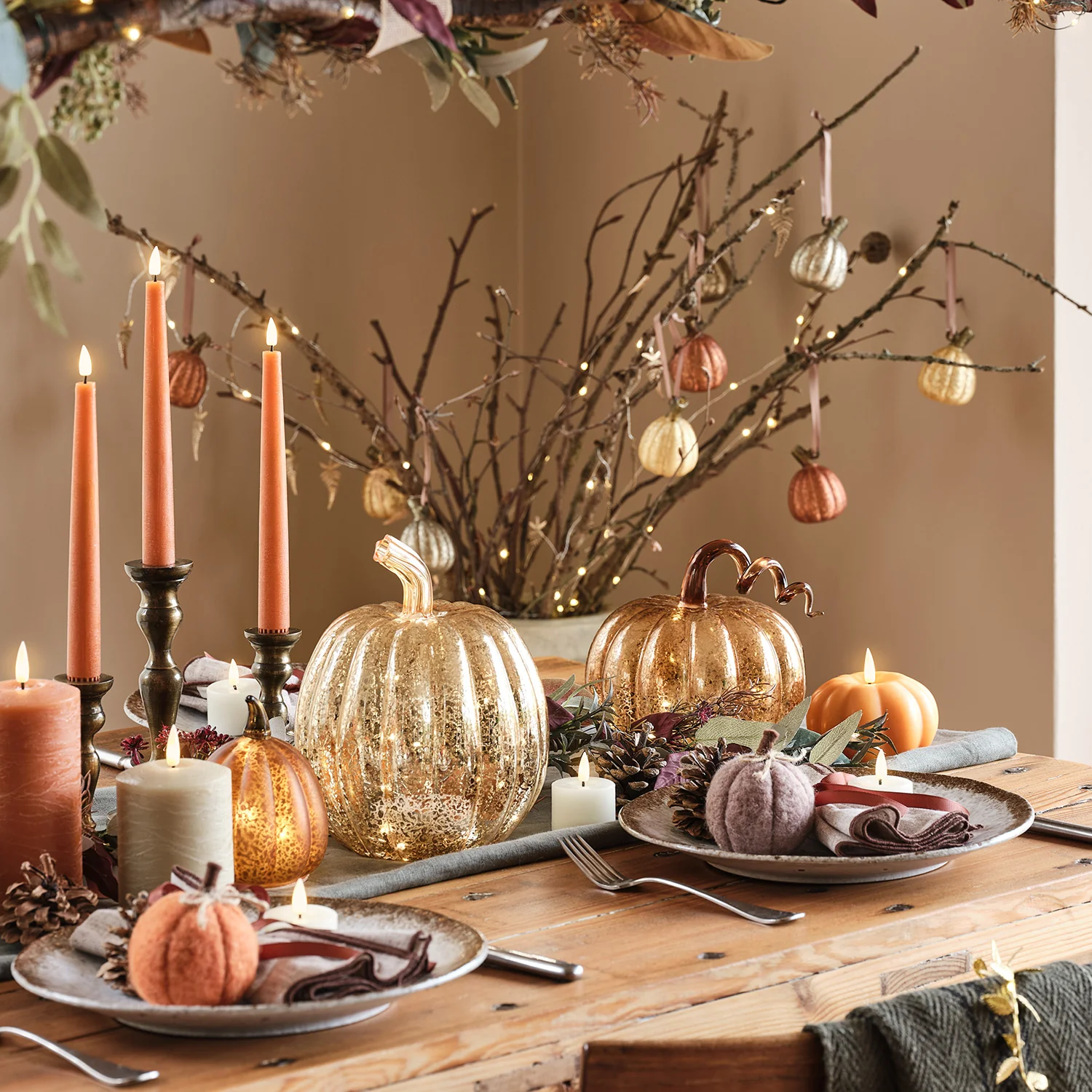 Set of 6 Mini Glass Pumpkin Tree Decorations - Image 4