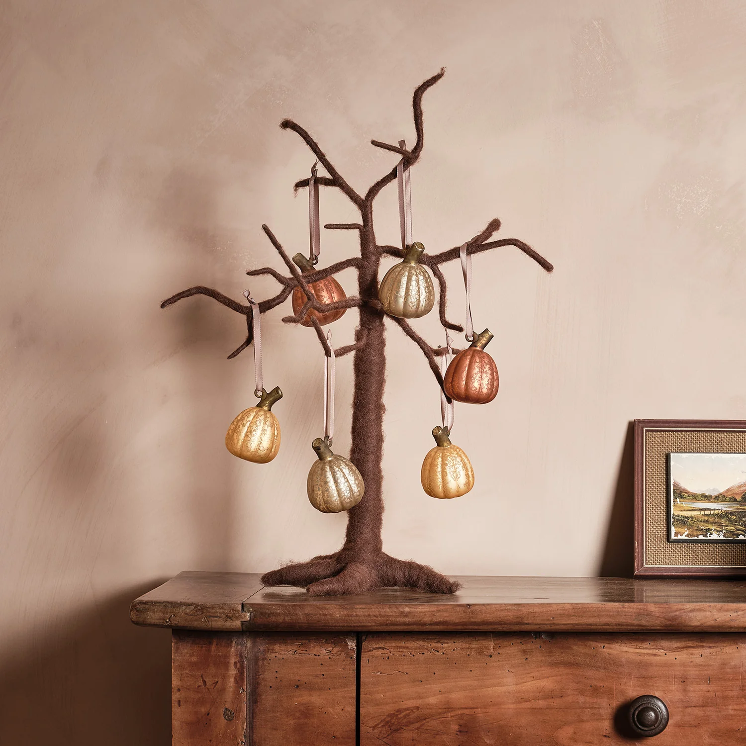 Set of 6 Mini Glass Pumpkin Tree Decorations - Image 5