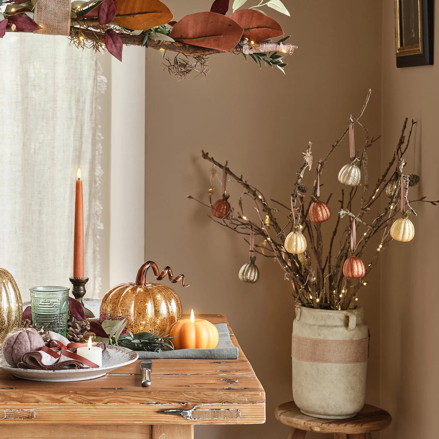 Set of 6 Mini Glass Pumpkin Tree Decorations - Image 6