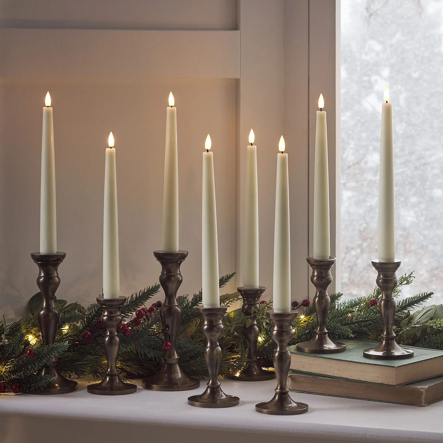 8 TruGlow® Ivory LED Taper Candles with Remote Control - Image 8