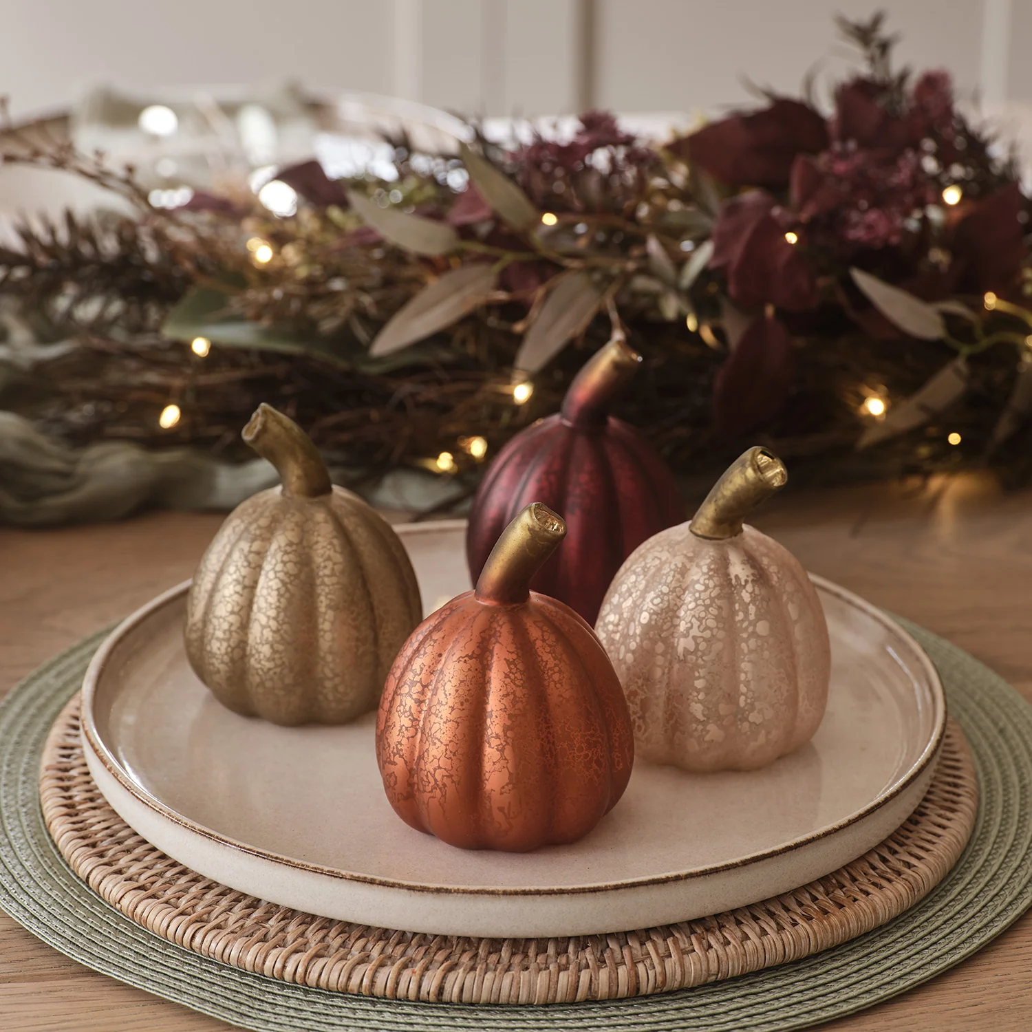 Set of 4 Mini Glass Light Up Pumpkin Decorations - Image 4