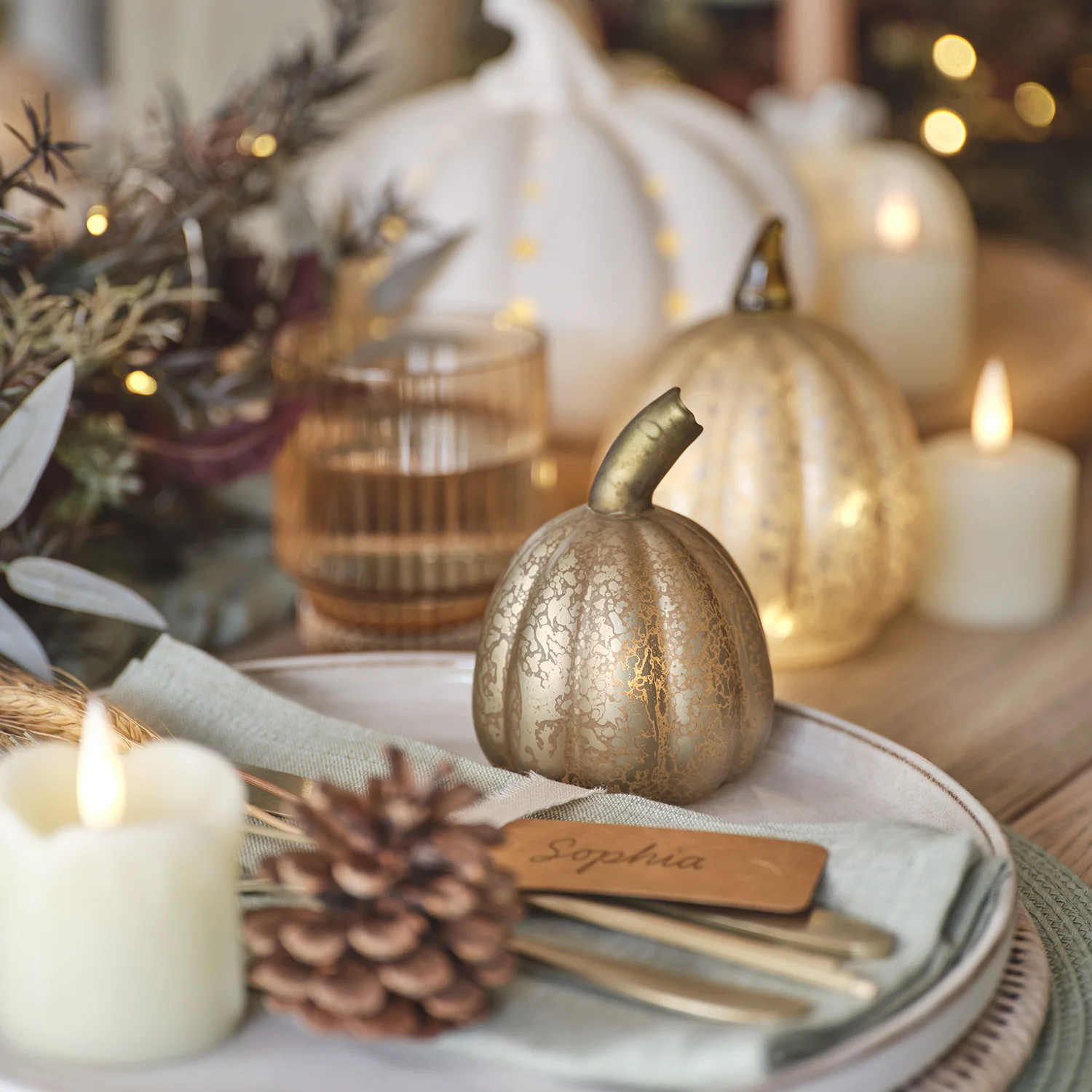 Set of 4 Mini Glass Light Up Pumpkin Decorations - Image 5