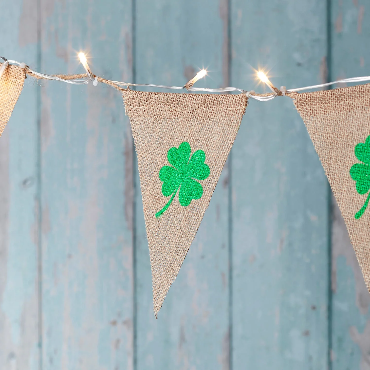 Shamrock Hessian LED Bunting St Patricks Day Decoration - Image 2