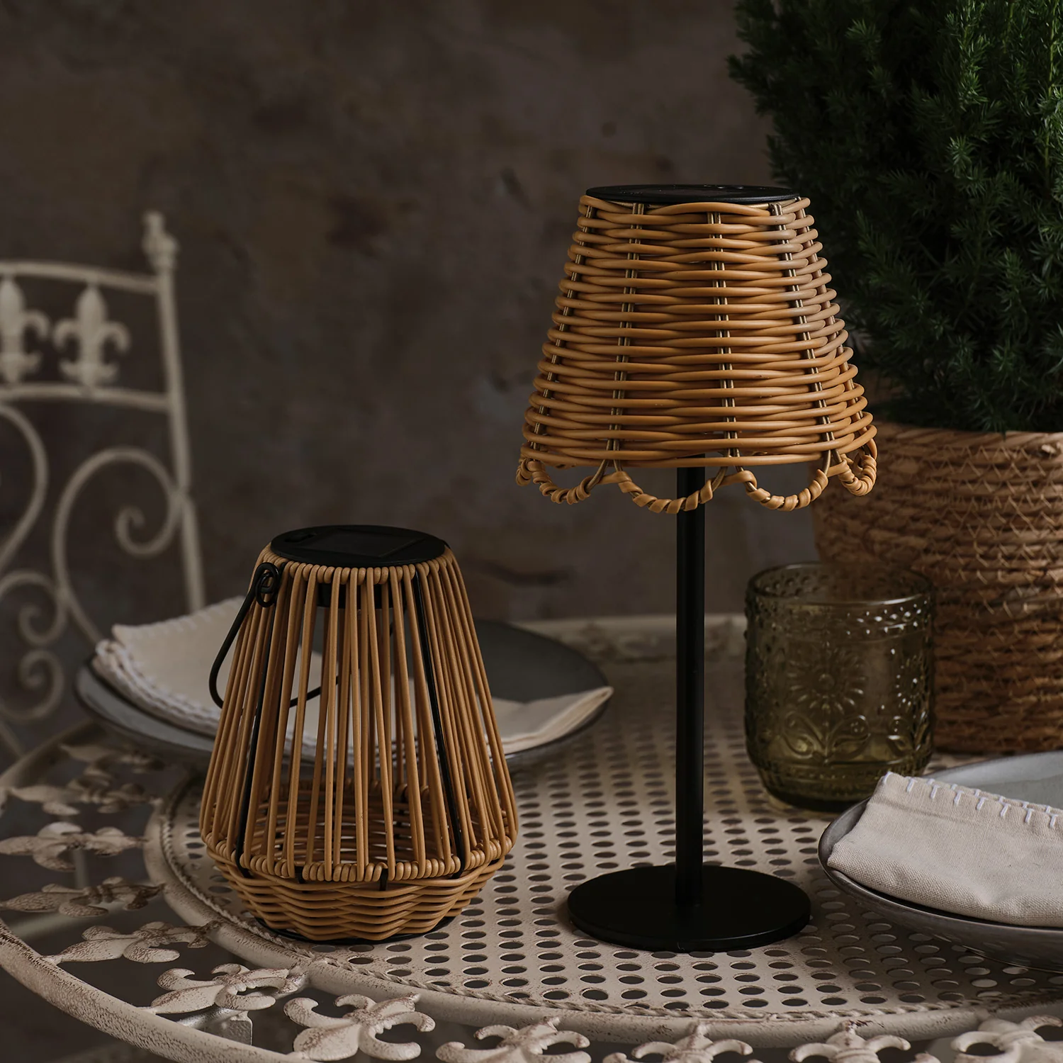 Solar Hygge Wicker Lantern and Kurv Table Lamp Bundle - Image 4