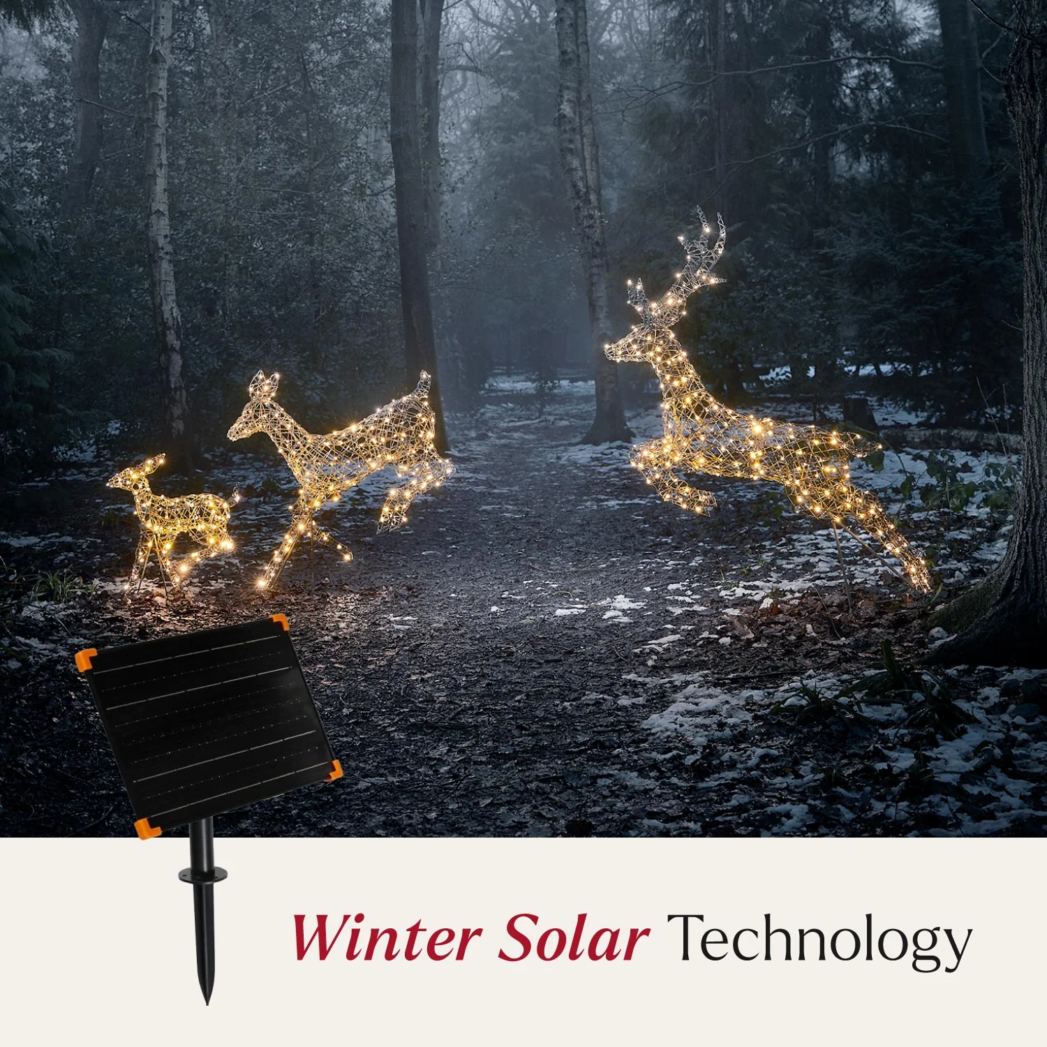 Solar Powered Regular Harlow Rattan Doe & Fawn Dual Colour LED Light Up Reindeer - Image 2