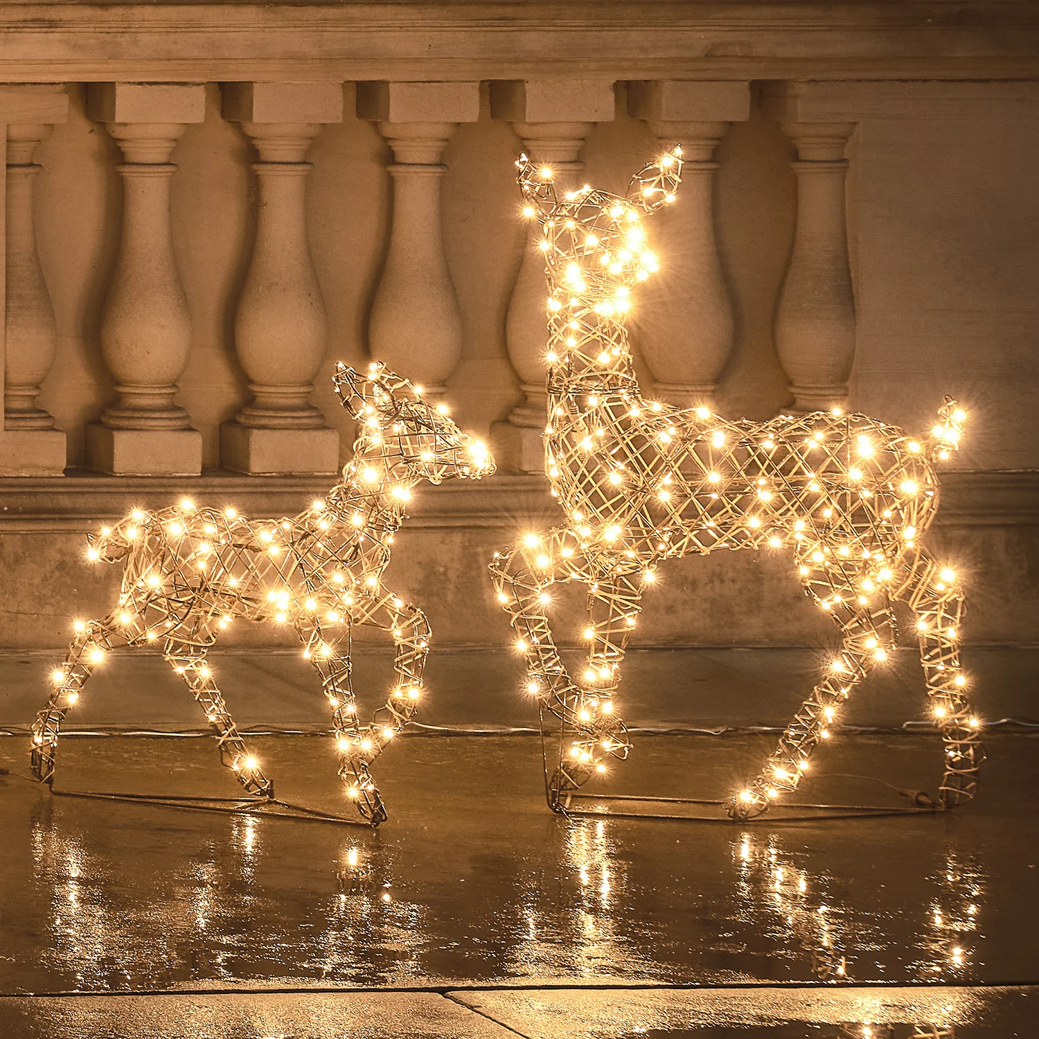 Dual LED Studley Doe & Fawn Light Up Reindeer Duo - Image 10