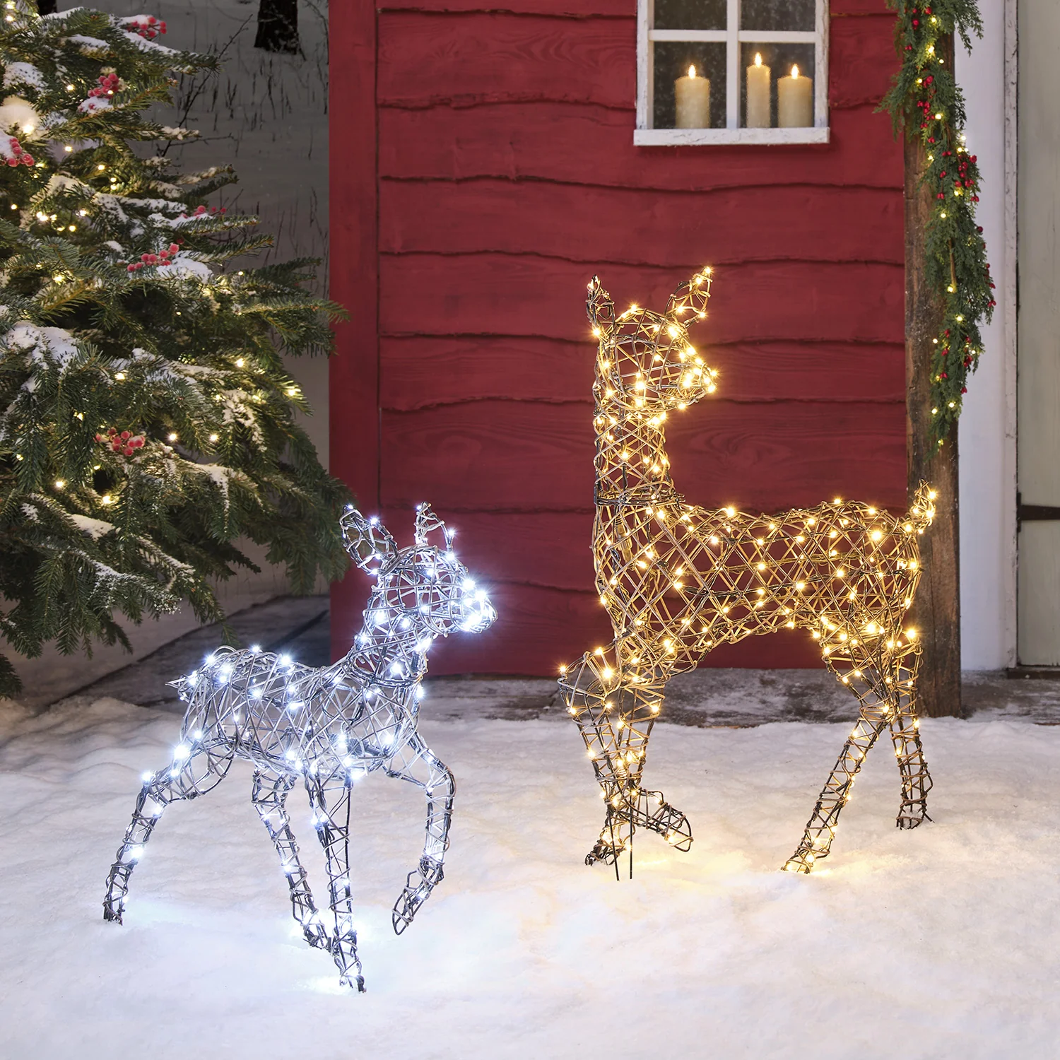Dual LED Studley Doe & Fawn Light Up Reindeer Duo - Image 14