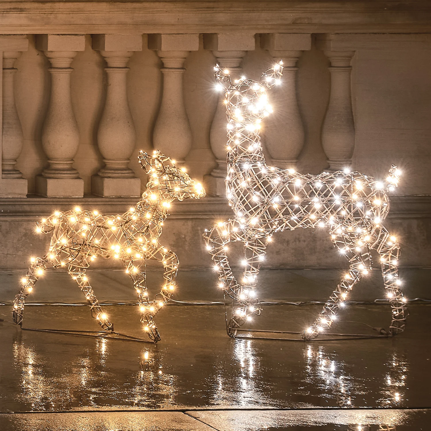 Dual LED Studley Doe & Fawn Light Up Reindeer Duo - Image 7