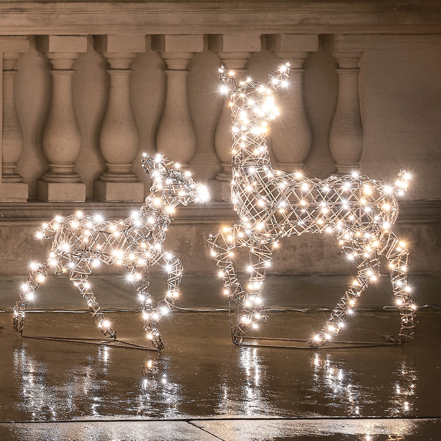 Dual LED Studley Doe & Fawn Light Up Reindeer Duo - Image 8