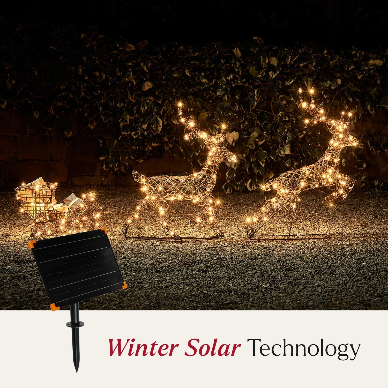 Solar Powered Studley Light Up Reindeer & Sleigh - Image 2
