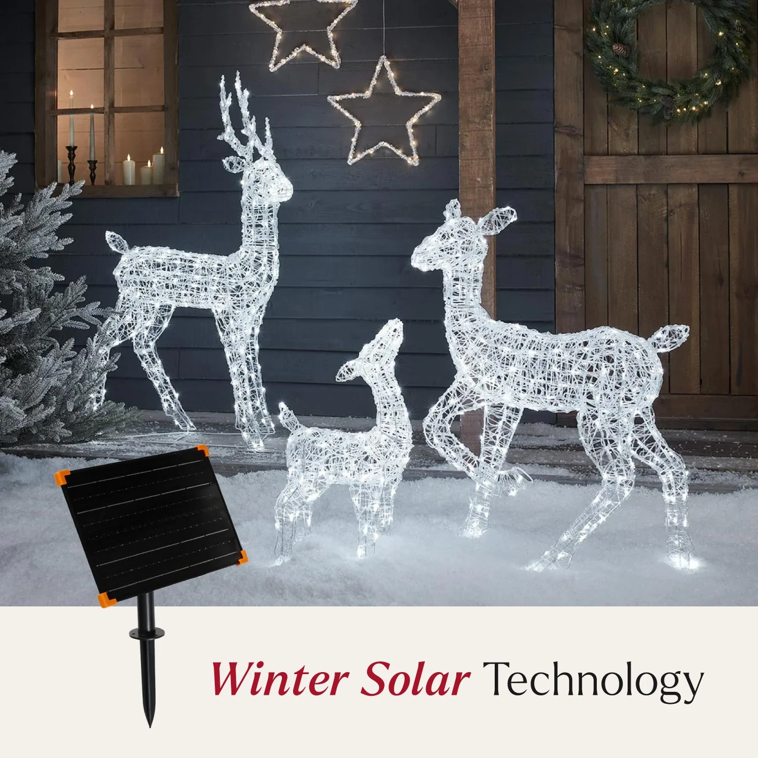 Solar Powered Swinsty Acrylic Light Up Reindeer Family - Image 2