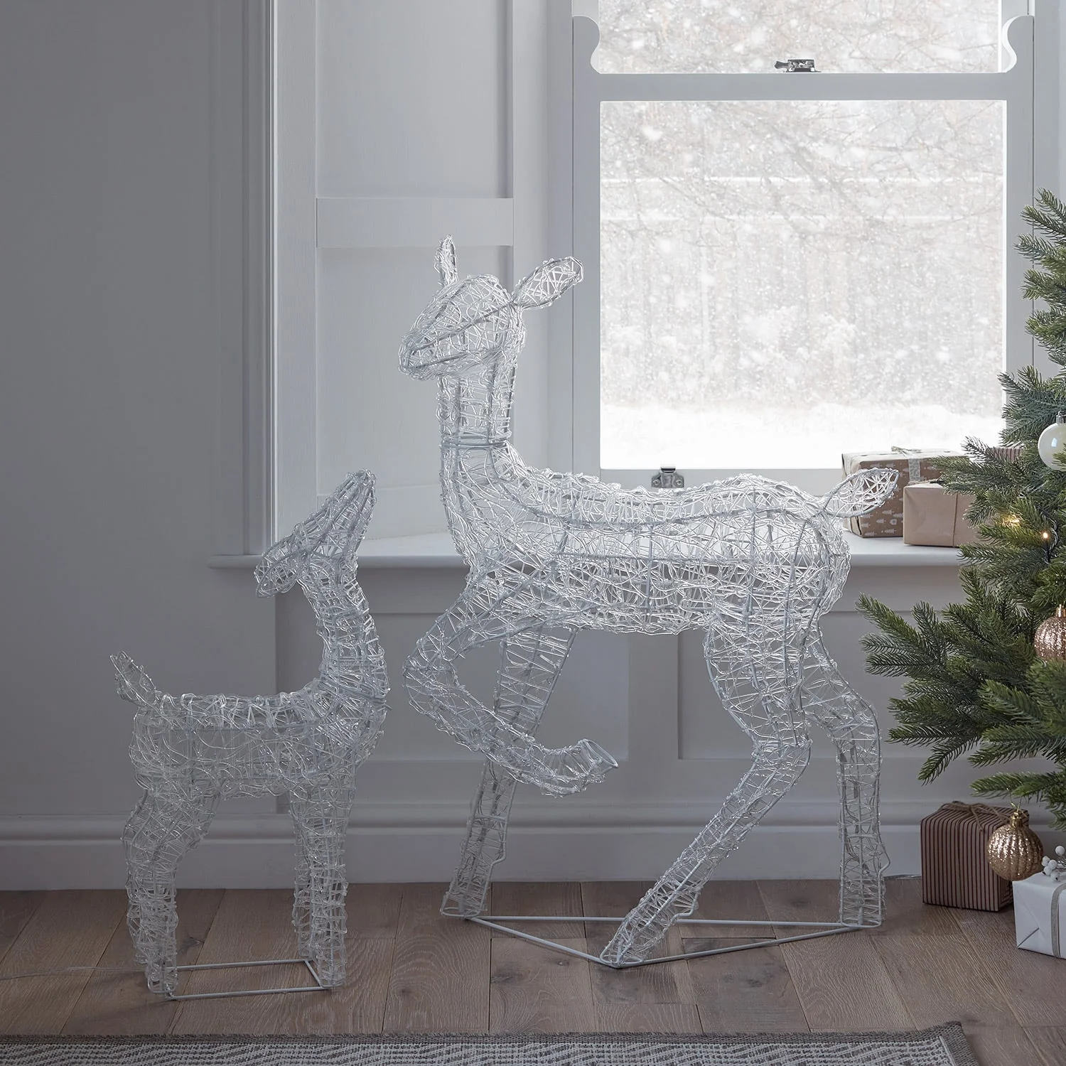 90cm Swinsty Doe & Fawn Acrylic Light Up Reindeer Duo - Image 15