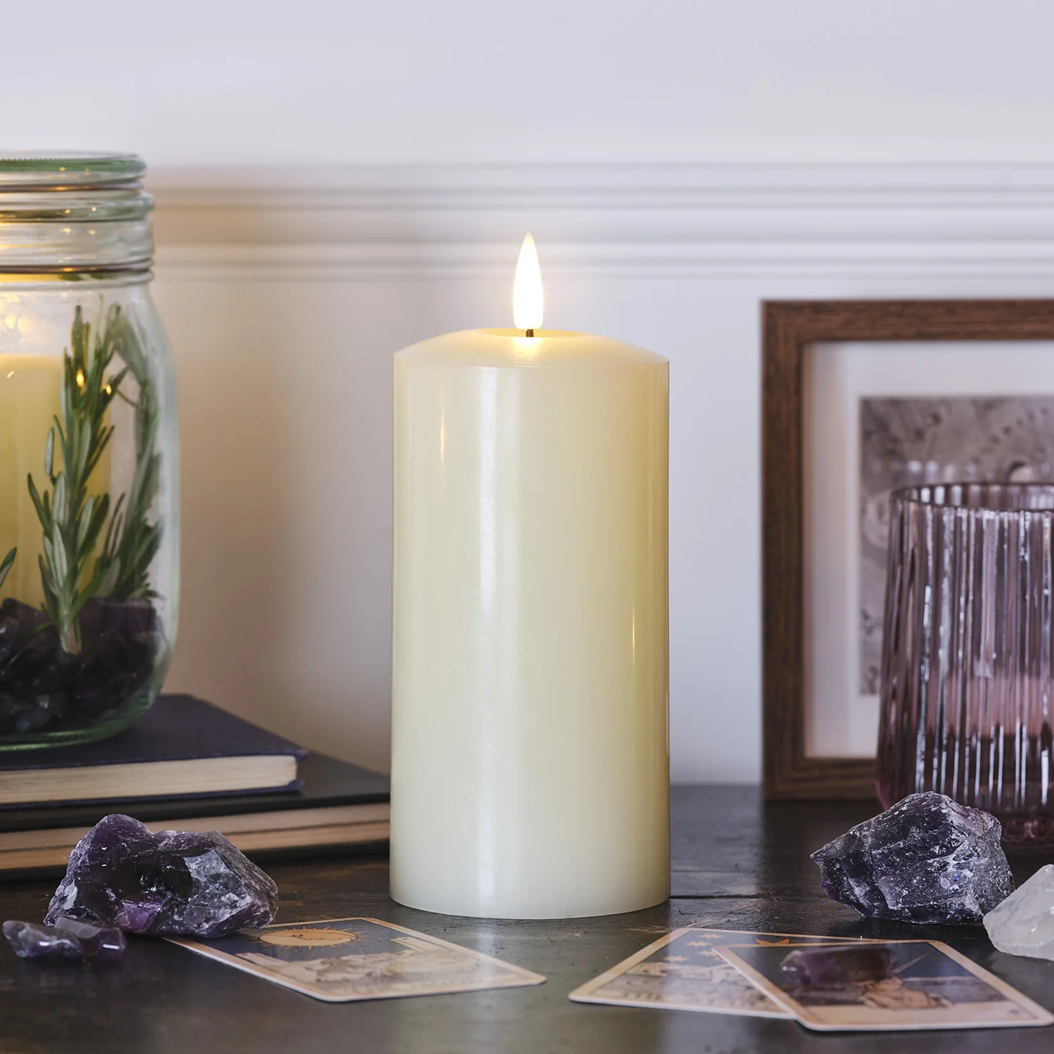 15cm TruGlow® Ivory LED Pillar Candle with Remote Control - Image 10
