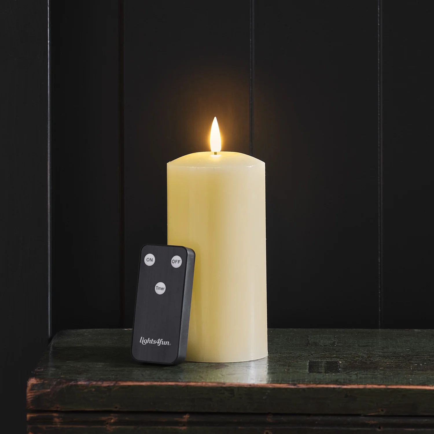 15cm TruGlow® Ivory LED Pillar Candle with Remote Control - Image 3