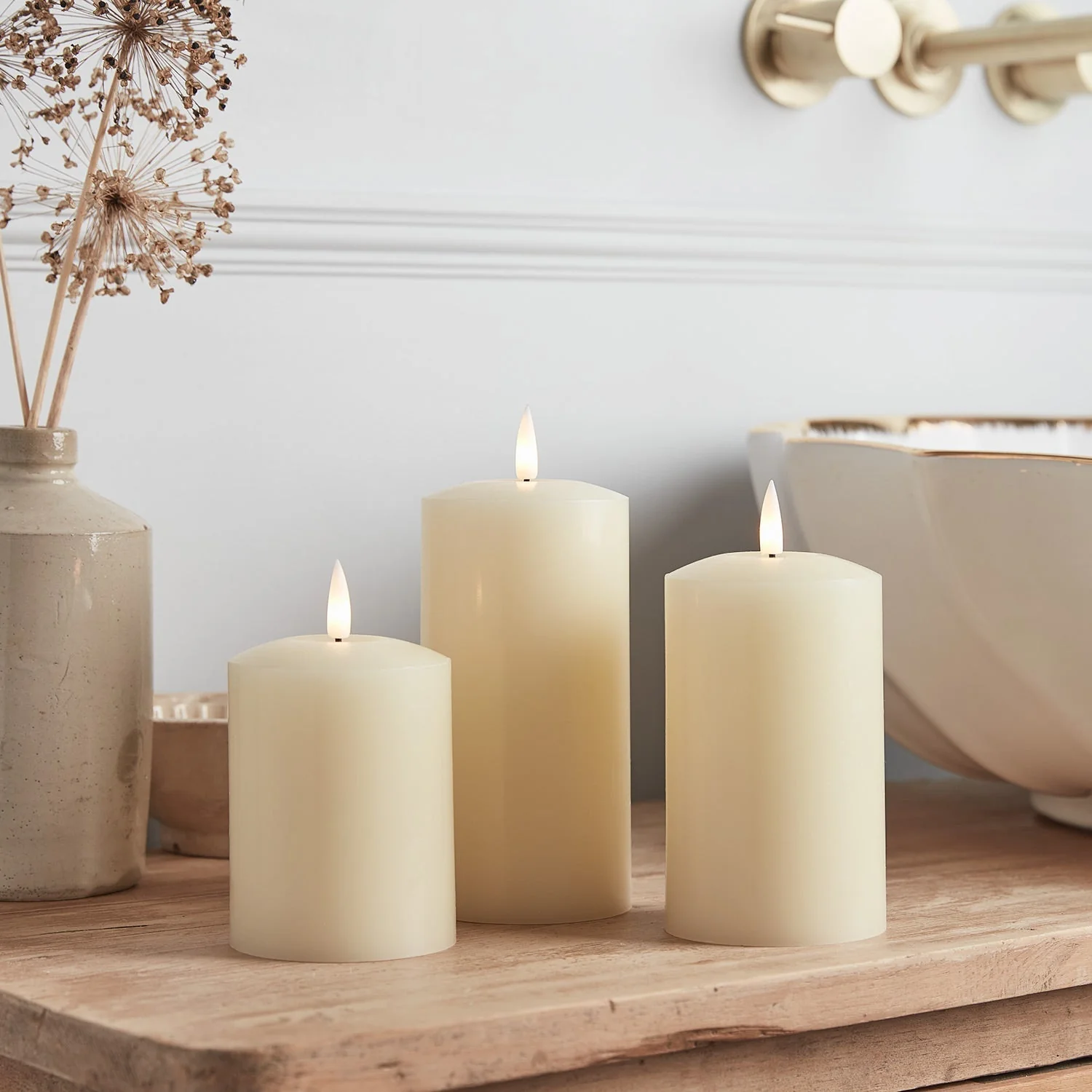 15cm TruGlow® Ivory LED Pillar Candle with Remote Control - Image 6