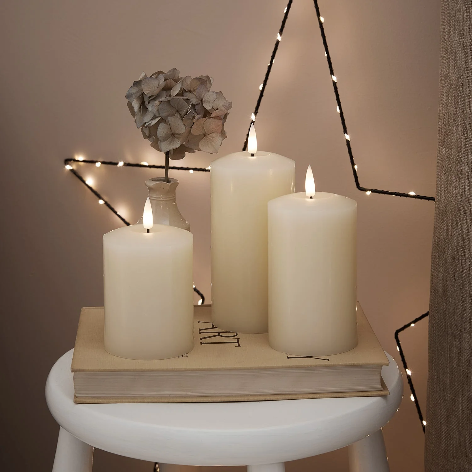 15cm TruGlow® Ivory LED Pillar Candle with Remote Control - Image 8