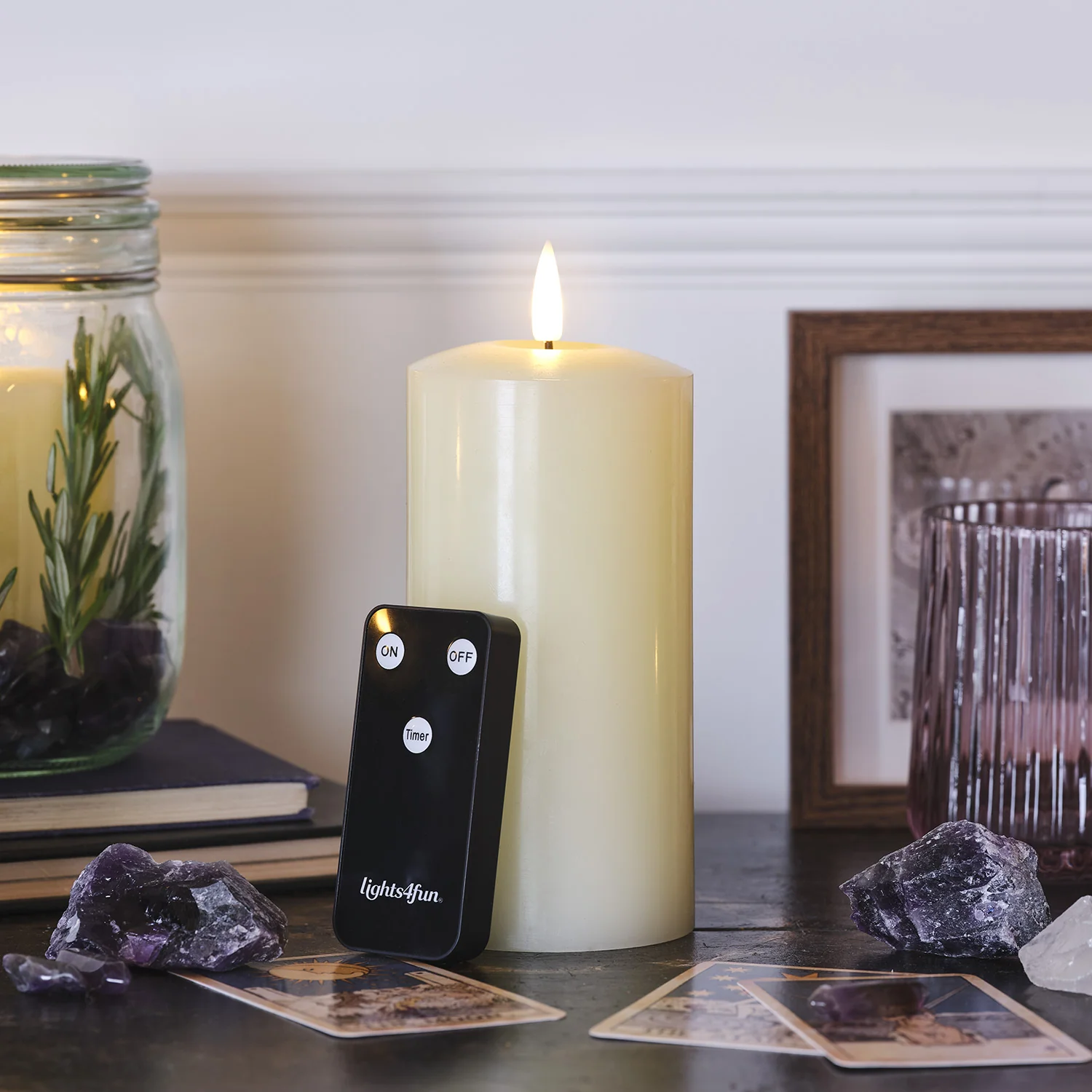15cm TruGlow® Ivory LED Pillar Candle with Remote Control - Image 9