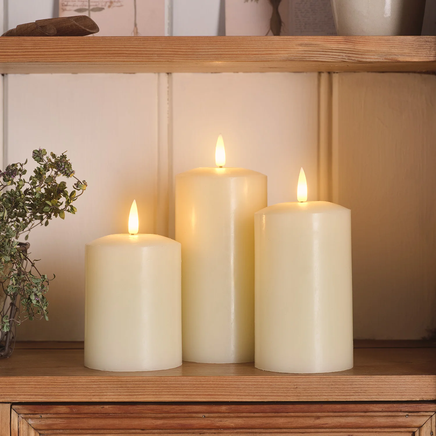 TruGlow® Ivory LED Pillar Candle Trio with Remote Control - Image 14