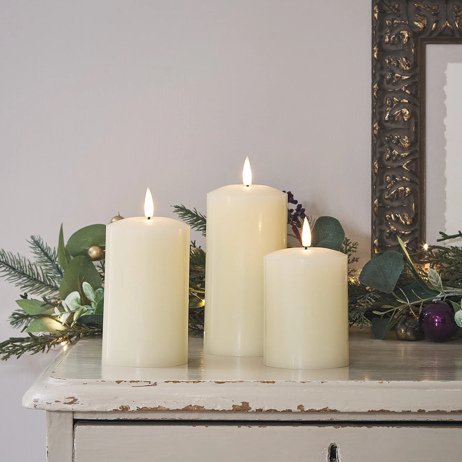 TruGlow® Ivory LED Pillar Candle Trio with Remote Control - Image 16