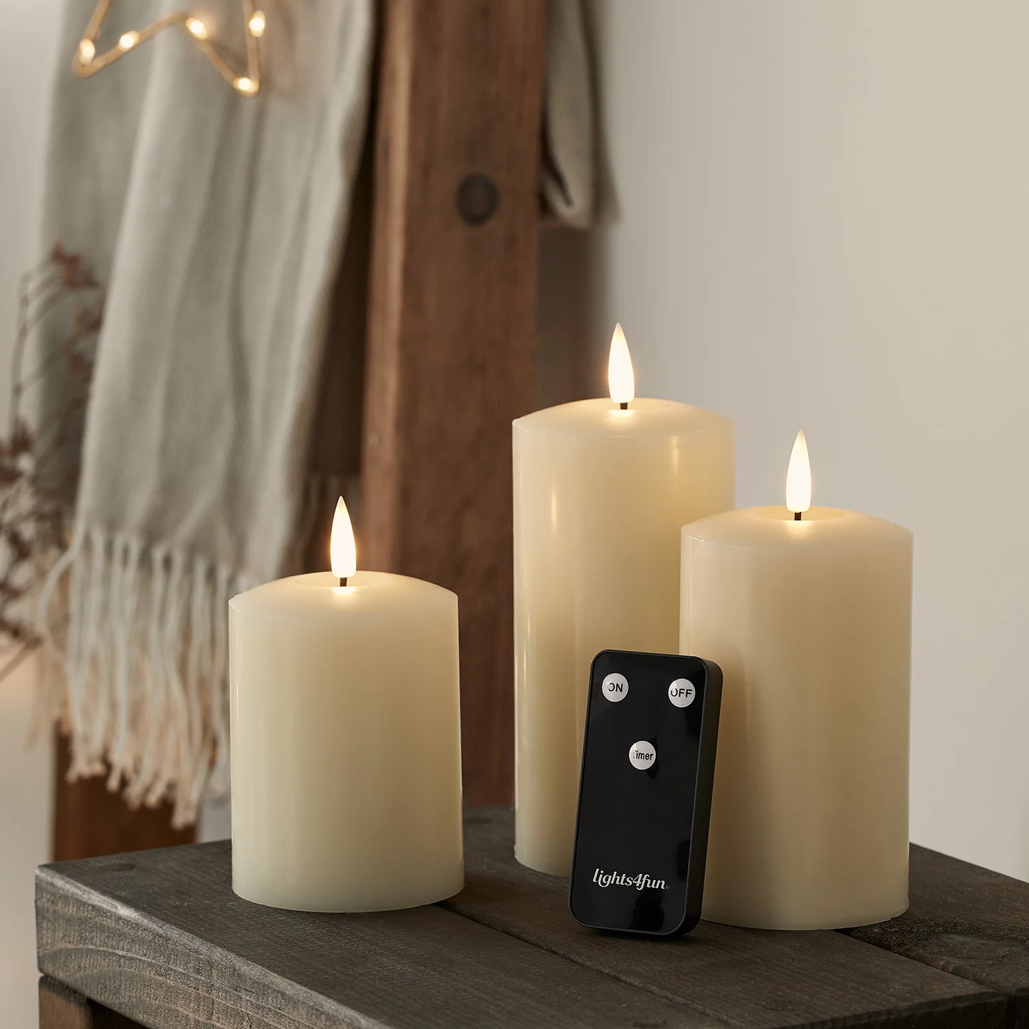 TruGlow® Ivory LED Pillar Candle Trio with Remote Control - Image 4