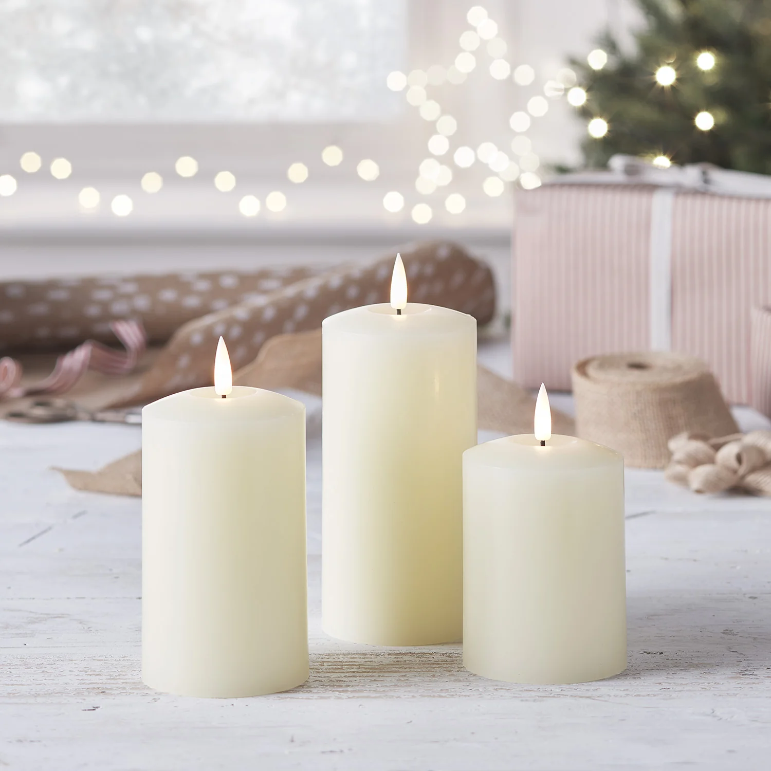 TruGlow® Ivory LED Pillar Candle Trio with Remote Control - Image 5