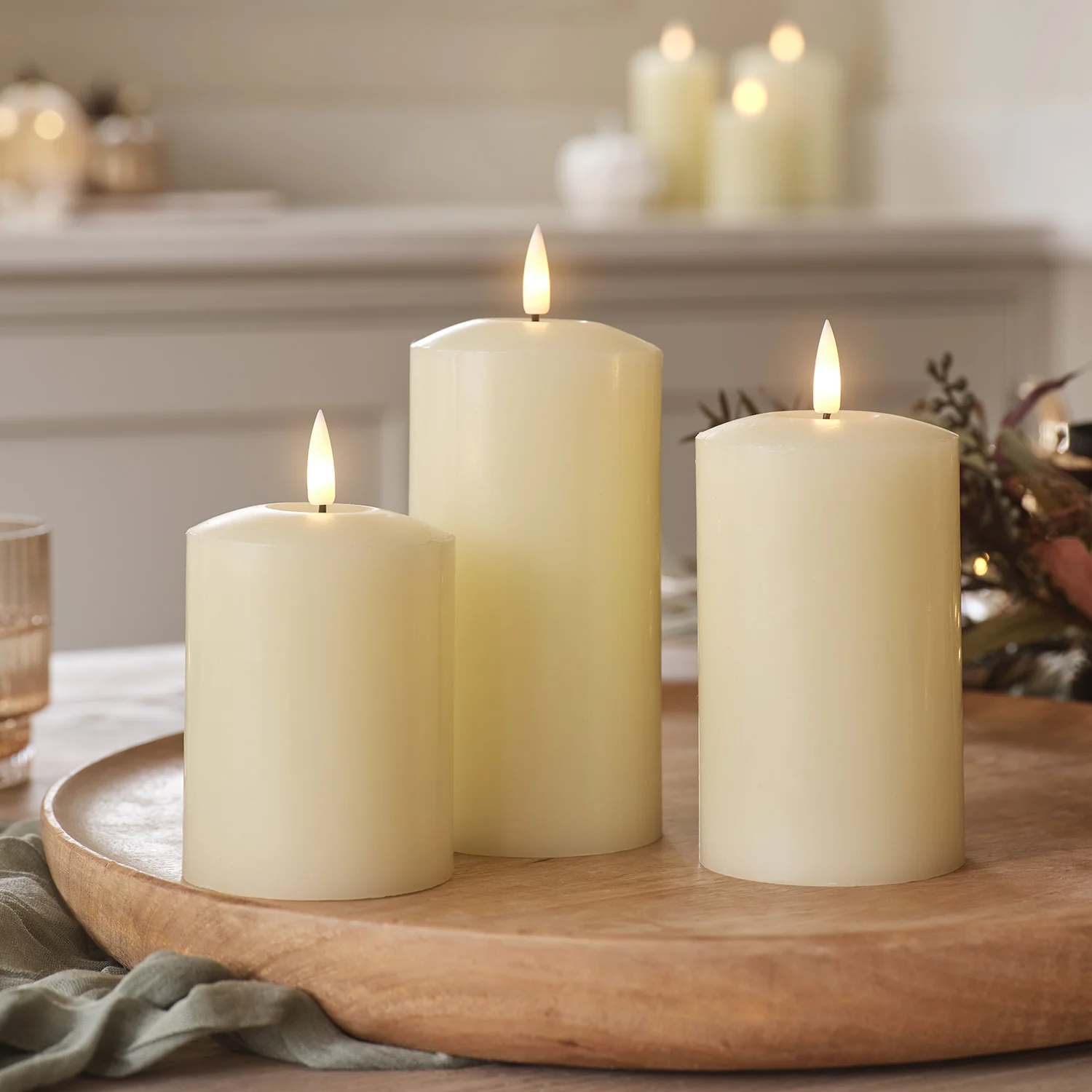 TruGlow® Ivory LED Pillar Candle Trio with Remote Control - Image 7