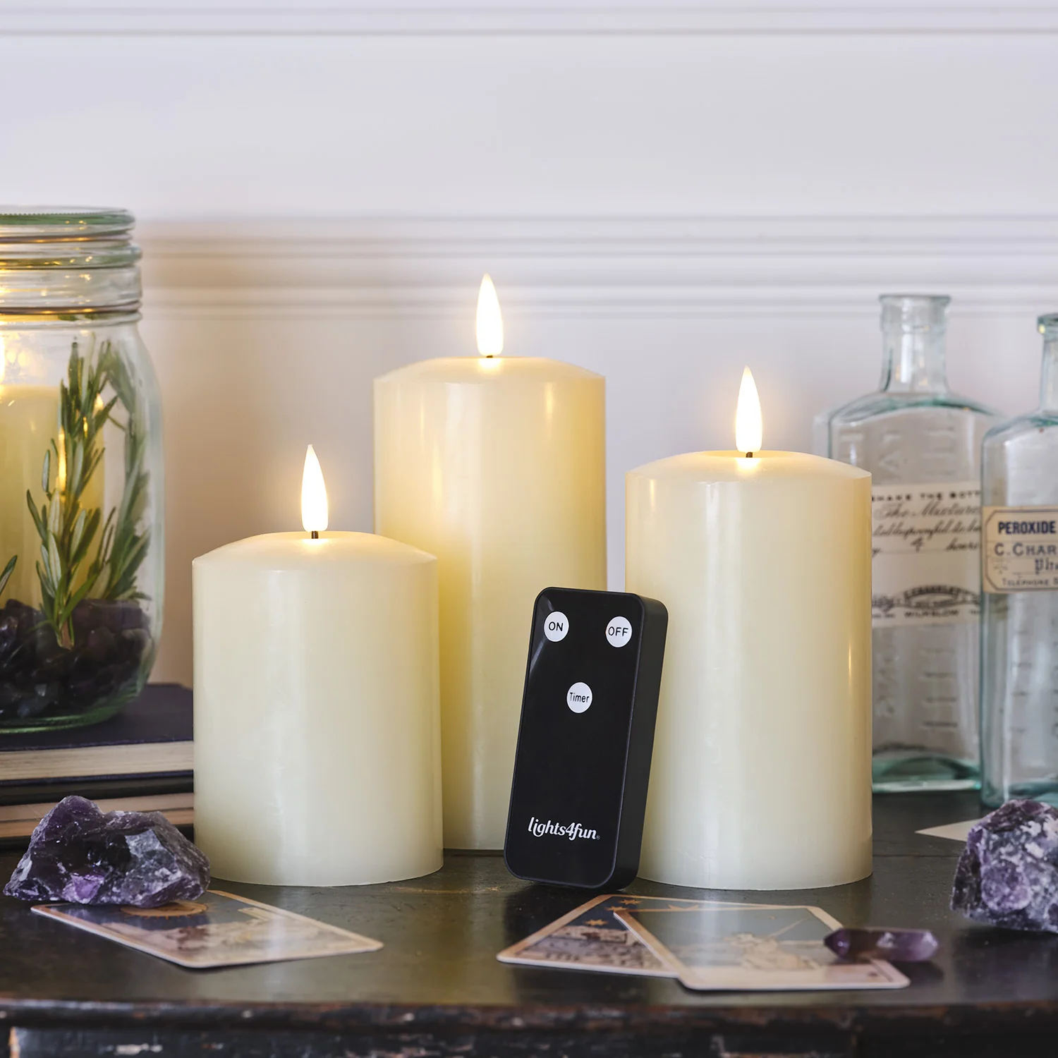 TruGlow® Ivory LED Pillar Candle Trio with Remote Control - Image 9