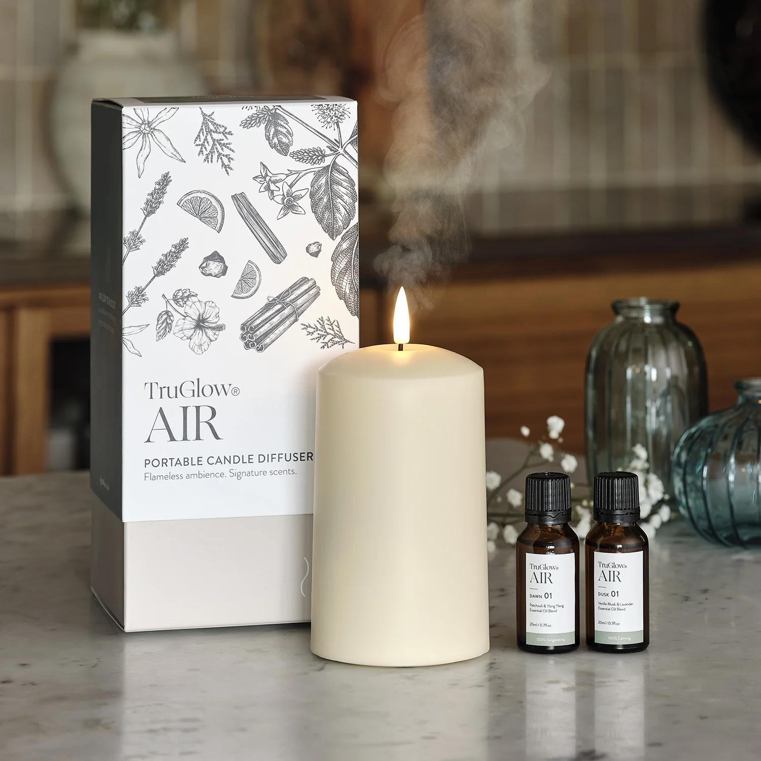TruGlow AIR® Portable Candle Diffuser & Dawn Dusk Diffuser Oil Bundle - Image 2