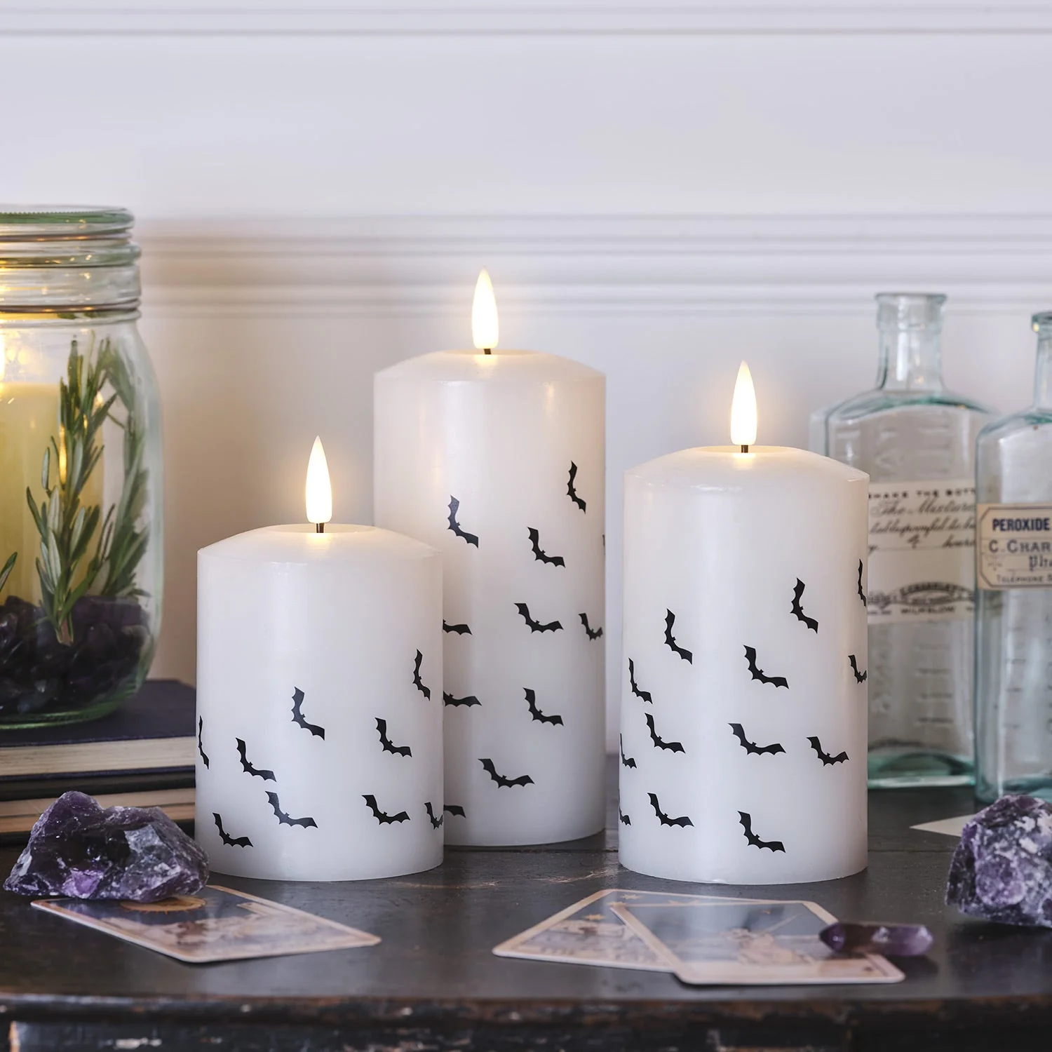 TruGlow® Bat Design LED Pillar Candle Trio - Image 3