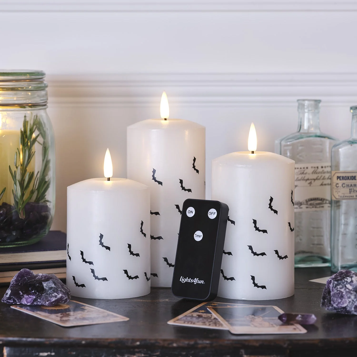 TruGlow® Bat Design LED Pillar Candle Trio - Image 4
