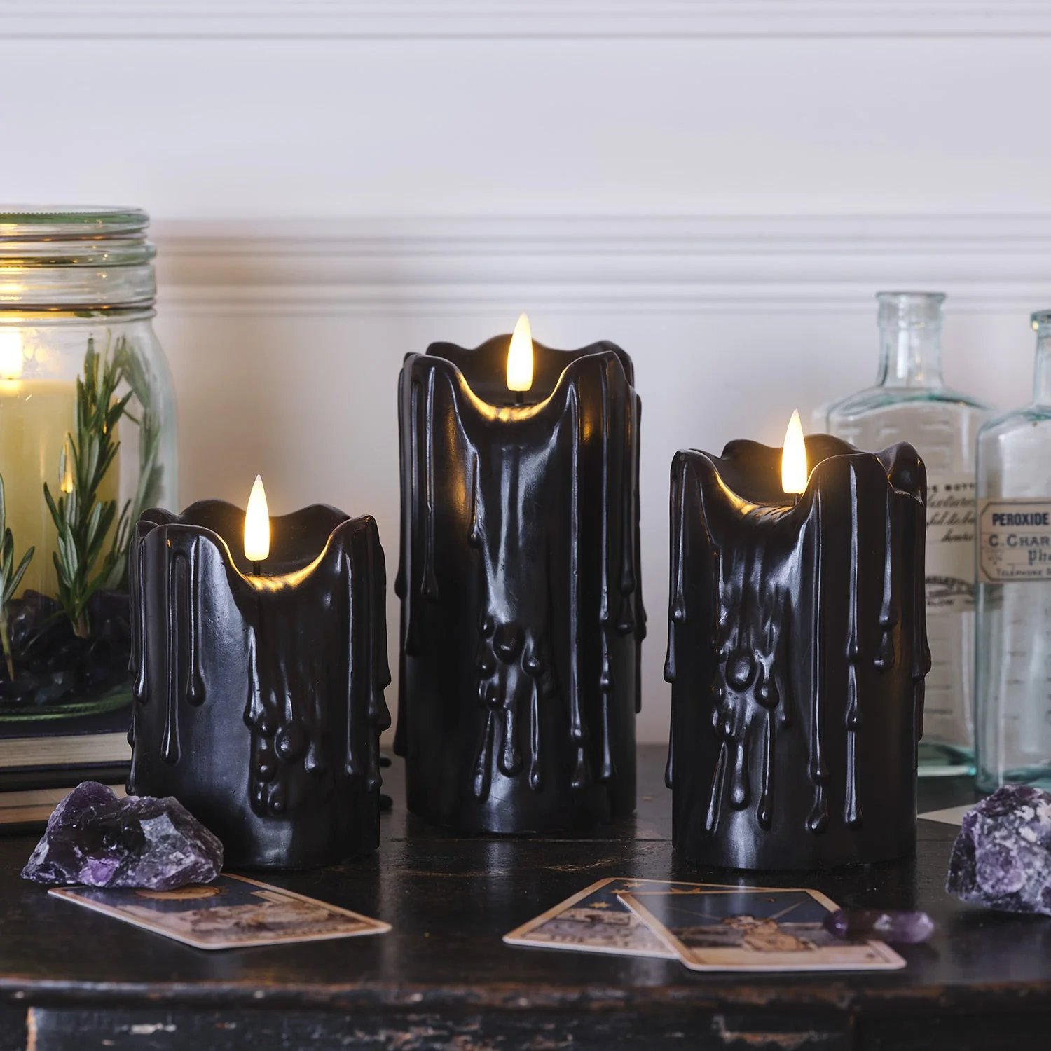 TruGlow® Black Dripping Wax LED Candle Trio - Image 4