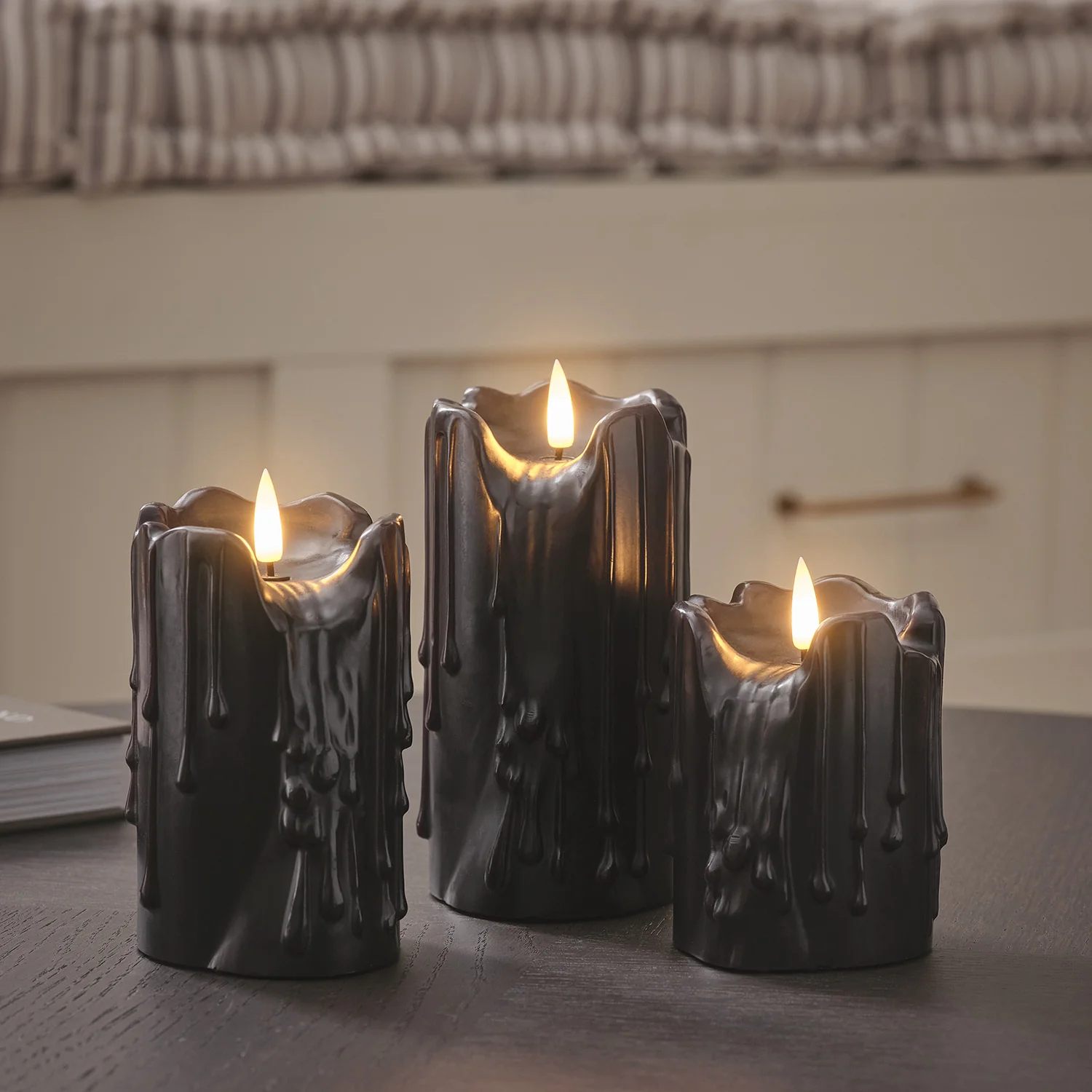 TruGlow® Black Dripping Wax LED Candle Trio - Image 6