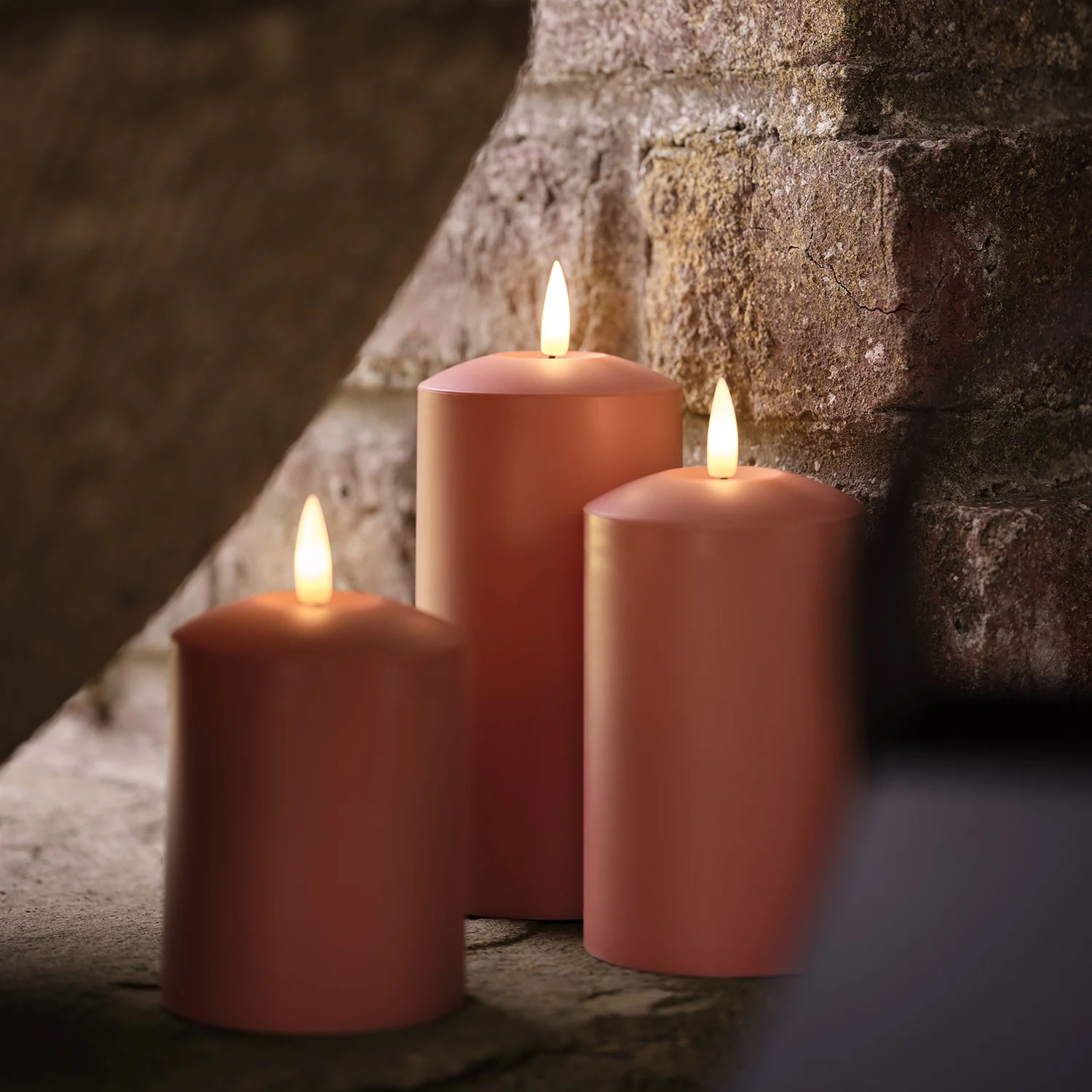 TruGlow® Terracotta Coloured Outdoor Candle Trio - Image 2