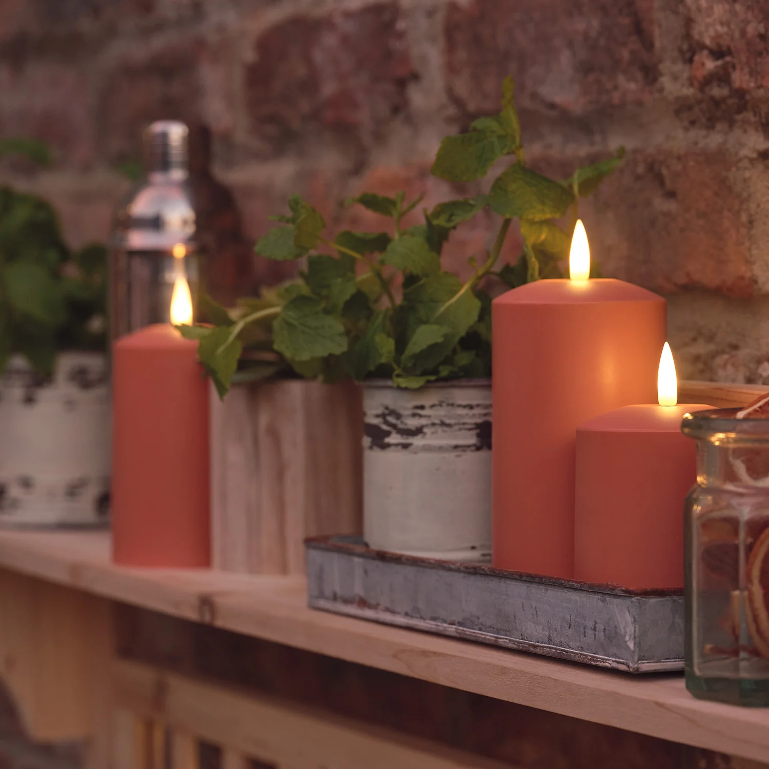 TruGlow® Terracotta Coloured Outdoor Candle Trio - Image 3
