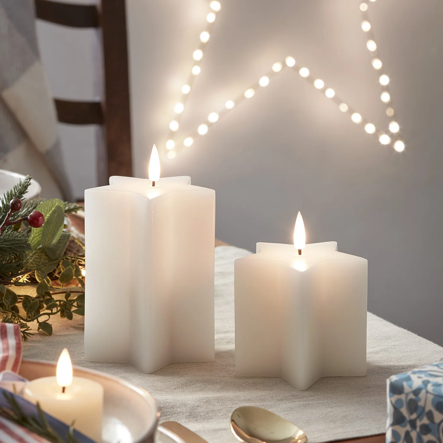 TruGlow® White Star Christmas Candle Duo - Image 2