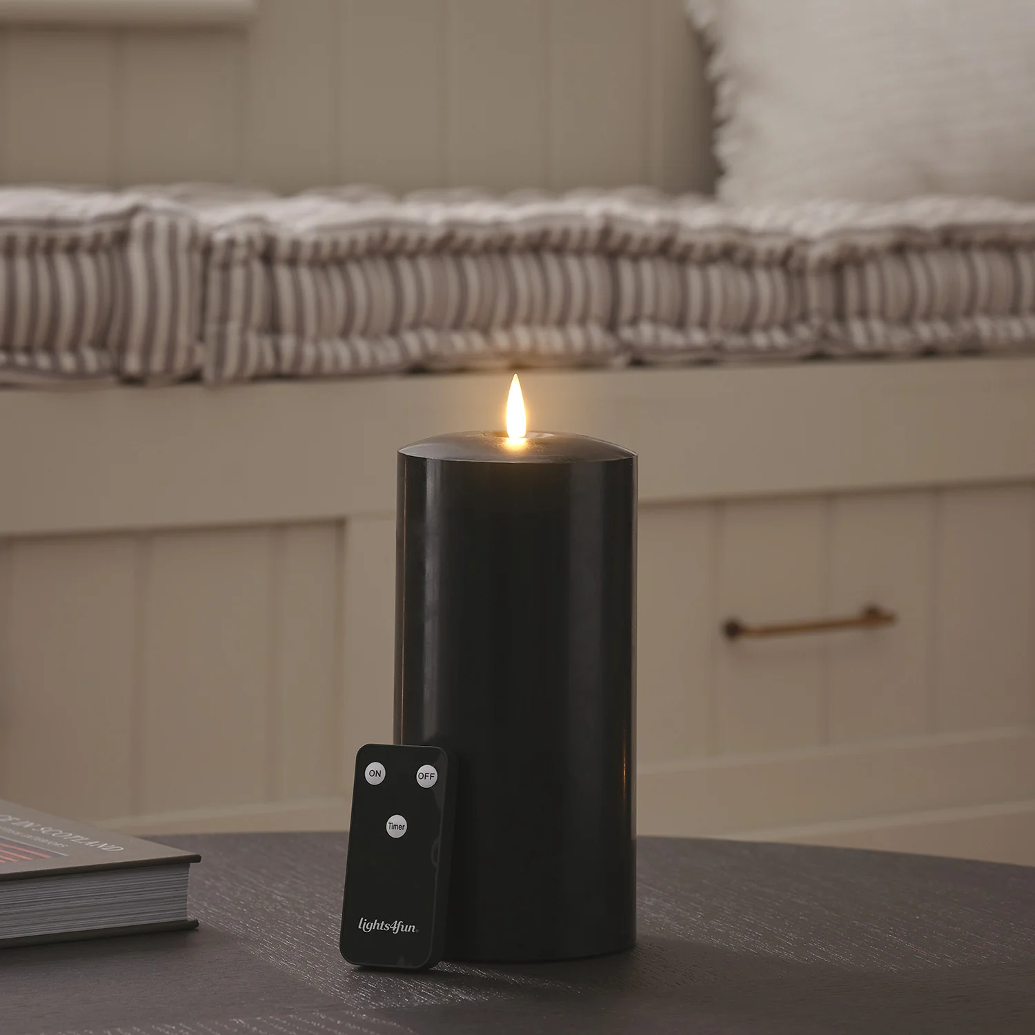 TruGlow® Black LED Chapel Candle 20cm - Image 3