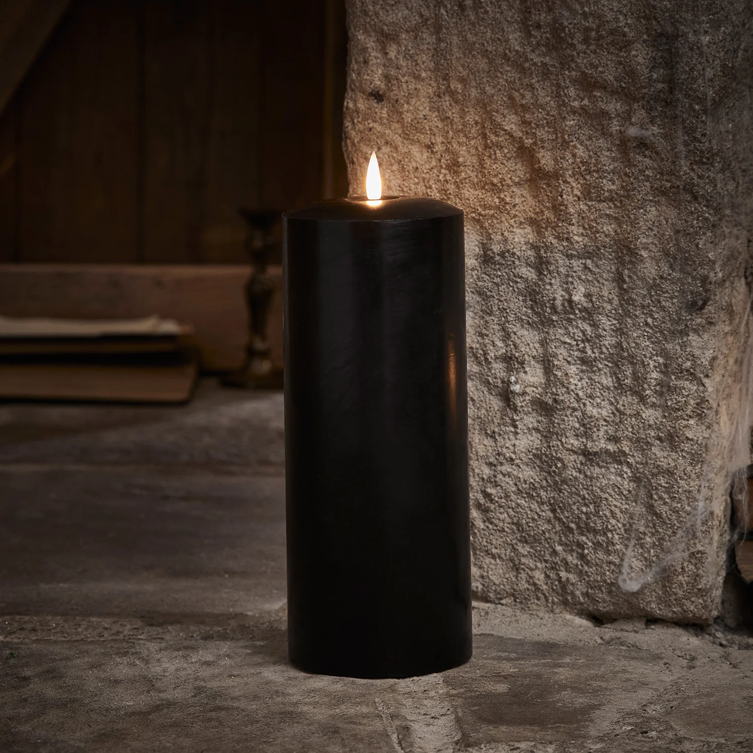 TruGlow® Black LED Chapel Candle 25cm - Image 2