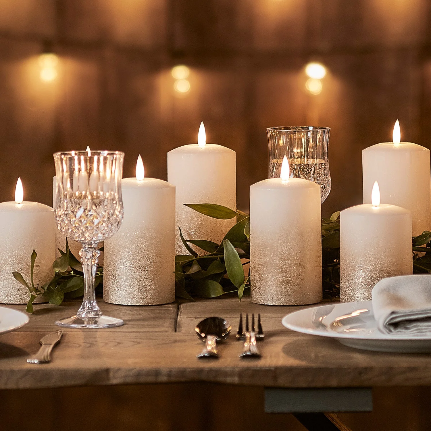 TruGlow® Bronze Ombre LED Pillar Candle Trio - Image 2