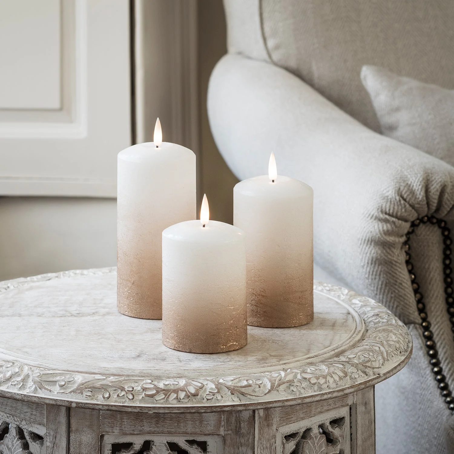 TruGlow® Bronze Ombre LED Pillar Candle Trio - Image 3
